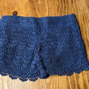 LOFT Navy High Waist Lace Shorts